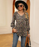 Printed Bubble Long Sleeve Fitted Top Nylon Elastane Blend