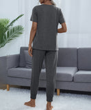 Chic Comfort Home Suit with Short-Sleeved Top and Slim Trousers