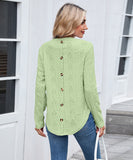 Casual Round Neck Long Sleeve Tee With Curved Hem Open Front