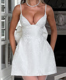 Chic Evening Dress with Bow Embellishments and Adjustable Straps
