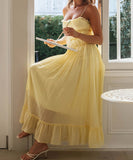 Lace Patchwork High-Waisted Halter Dress for Chic Elegance