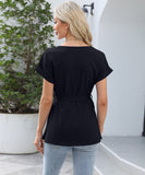 Chic Ruffled Round Neck Short-Sleeved Top in Trendy Colors