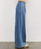 Drapery Style Vintage Stretch Jeans With Wide Leg Inseam
