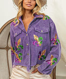 Classic Relaxed Fit Iridescent Sequin Jacket Coat Luxe