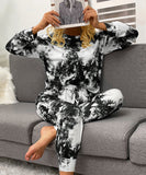 Large-Size Tie-Dye Printed Long-Sleeved Home Wear Set