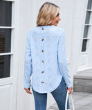 Casual Round Neck Long Sleeve Tee With Curved Hem Open Front
