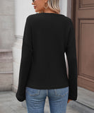 Striped Waffle Knit Top Stretch All Day Comfort Everyday