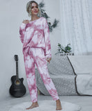 Large Size Tie-Dye Printed Long Sleeve Home Wear Set for Comfort