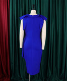 Plus Size Tight Sexy Mid-Length Dress in Blue and Black