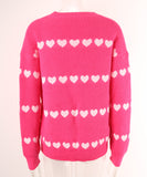 Classic Women Heart Pattern Knit Sweater Trendy Pullover