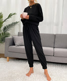 Comfortable Plus Size Long Sleeve Solid Color Lounge Set