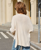 Classic Relaxed Cardigan With Pocket V Neck For Women