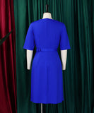 Fashionable High-Waisted Pleated Dress With Five-Quarter Sleeves