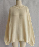 Relaxed Semi High Neck Pullover Sweater For Everyday Wear