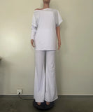 Chic Two-Piece Straight-Leg Suit with Asymmetrical Sleeve Design