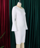 Fashionable Shirt With Flared Skirt Dress Long Sleeve Available In White Yellow Red Black