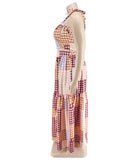 Plaid Sleeveless Blazer With Wide Skirt Set In Vibrant Colors