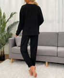 Comfortable Plus Size Long Sleeve Solid Color Lounge Set