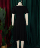 Stylish Solid Color Dress with Flared Sleeves and Square Neck