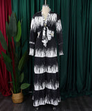 Stylish Printed Lace-Up Long-Sleeved Top & Wide-Leg Pants