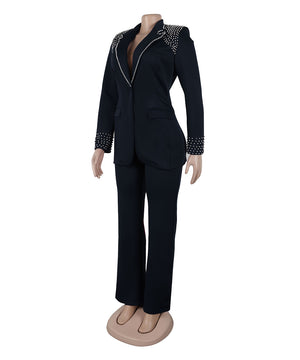 Long Sleeve Slim Stretch Suit Two-Piece For Effortless Style