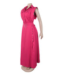 Two Piece Solid Color Sleeveless Dress And Skirt Set Slit
