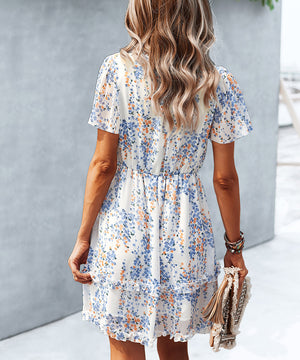 Casual Vacation Style Floral Print Half Skirt Dress for Women