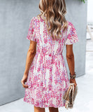 Casual Vacation Style Floral Print Half Skirt Dress for Women