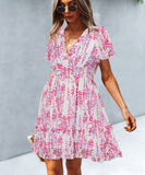 Casual Vacation Style Floral Print Half Skirt Dress for Women