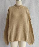Relaxed Semi High Neck Pullover Sweater For Everyday Wear