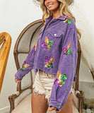 Classic Relaxed Fit Iridescent Sequin Jacket Coat Luxe