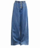 Drapery Style Vintage Stretch Jeans With Wide Leg Inseam