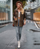 Leopard Print Buttoned Long-Sleeve Jacket With Versatile Styling