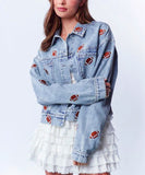 Distressed Denim Jacket Heavy Duty Embroidered For Men