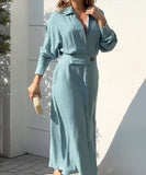 Slim-Fit Strappy Solid Color Blouse Dress For All Occasions