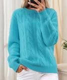Relaxed Round Neck Sweater Top For Women Casual Everyday