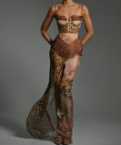 Sexy Spaghetti-Strap Split Halter Dress Versatile Eveningwear Silhouette Enhancer For Elegant Evenings