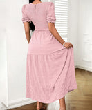 Casual Leaf-Sleeved Fitted Long Dress for Women in Multiple Colors