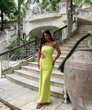 Single-Shoulder Backless Pleated Long Dress Elegant Evening