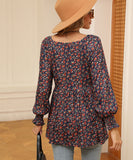 Printed Bubble Long Sleeve Fitted Top Nylon Elastane Blend