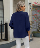 Chic Keyhole V-neck Seven-point Sleeved Loose Chiffon Top