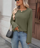 Striped Waffle Knit Top Stretch All Day Comfort Everyday