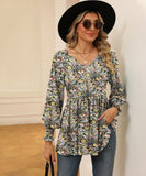 Printed Bubble Long Sleeve Fitted Top Nylon Elastane Blend