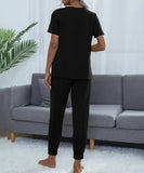 Chic Comfort Home Suit with Short-Sleeved Top and Slim Trousers