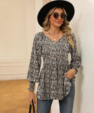 Printed Bubble Long Sleeve Fitted Top Nylon Elastane Blend
