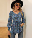 Printed Bubble Long Sleeve Fitted Top Nylon Elastane Blend