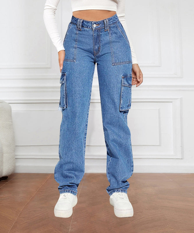 Mid-rise Utility Cargo Jeans for Women