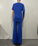 Chic Two-Piece Straight-Leg Suit with Asymmetrical Sleeve Design