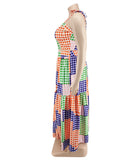 Plaid Sleeveless Blazer With Wide Skirt Set In Vibrant Colors