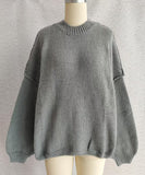 Relaxed Semi High Neck Pullover Sweater For Everyday Wear